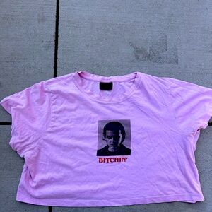 Stranger things size XL beautiful crop t shirt in baby pink color.